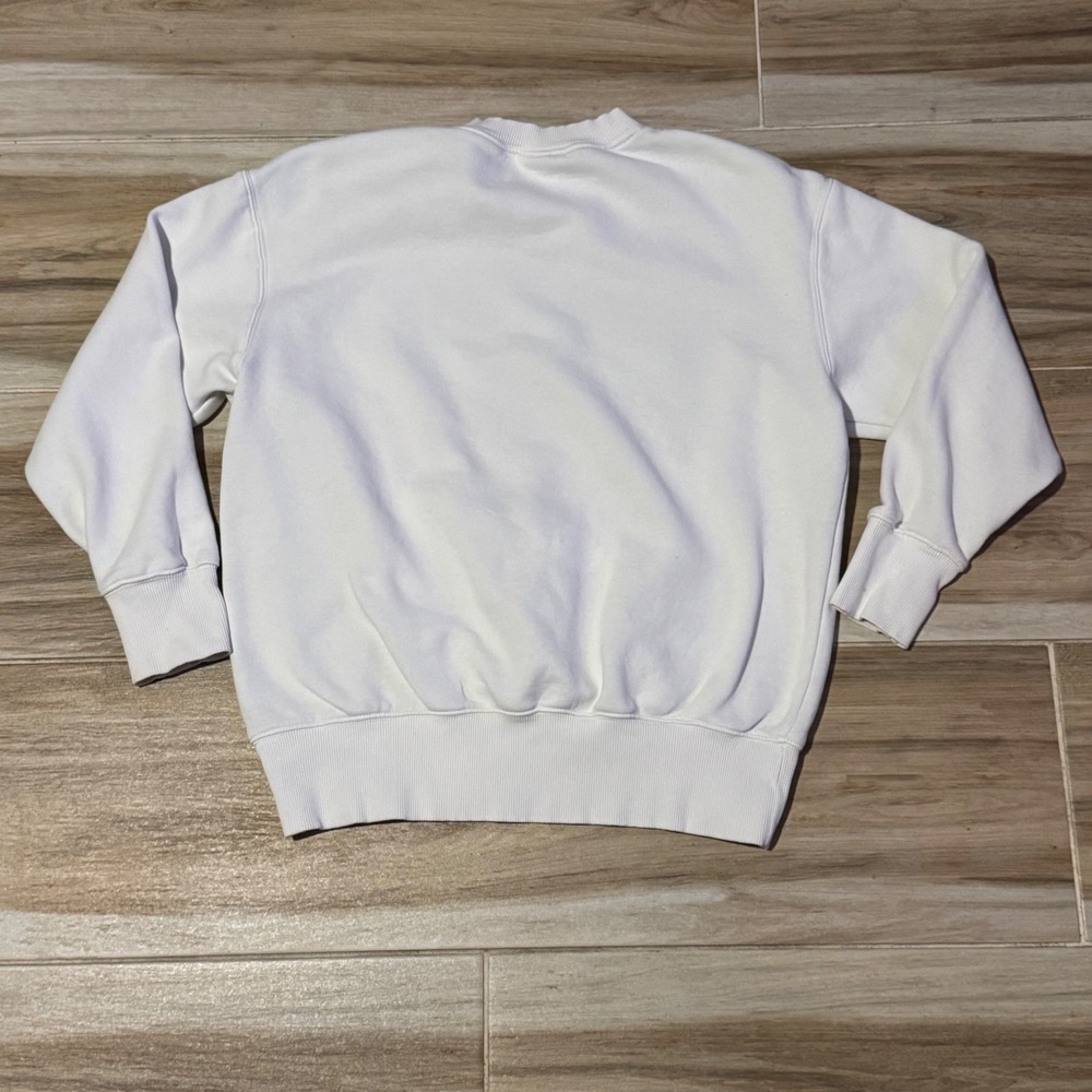 Nike Sportswear Essential Crewneck Sweatshirt White Mini Swoosh XS Oversized - Picture 3 of 9